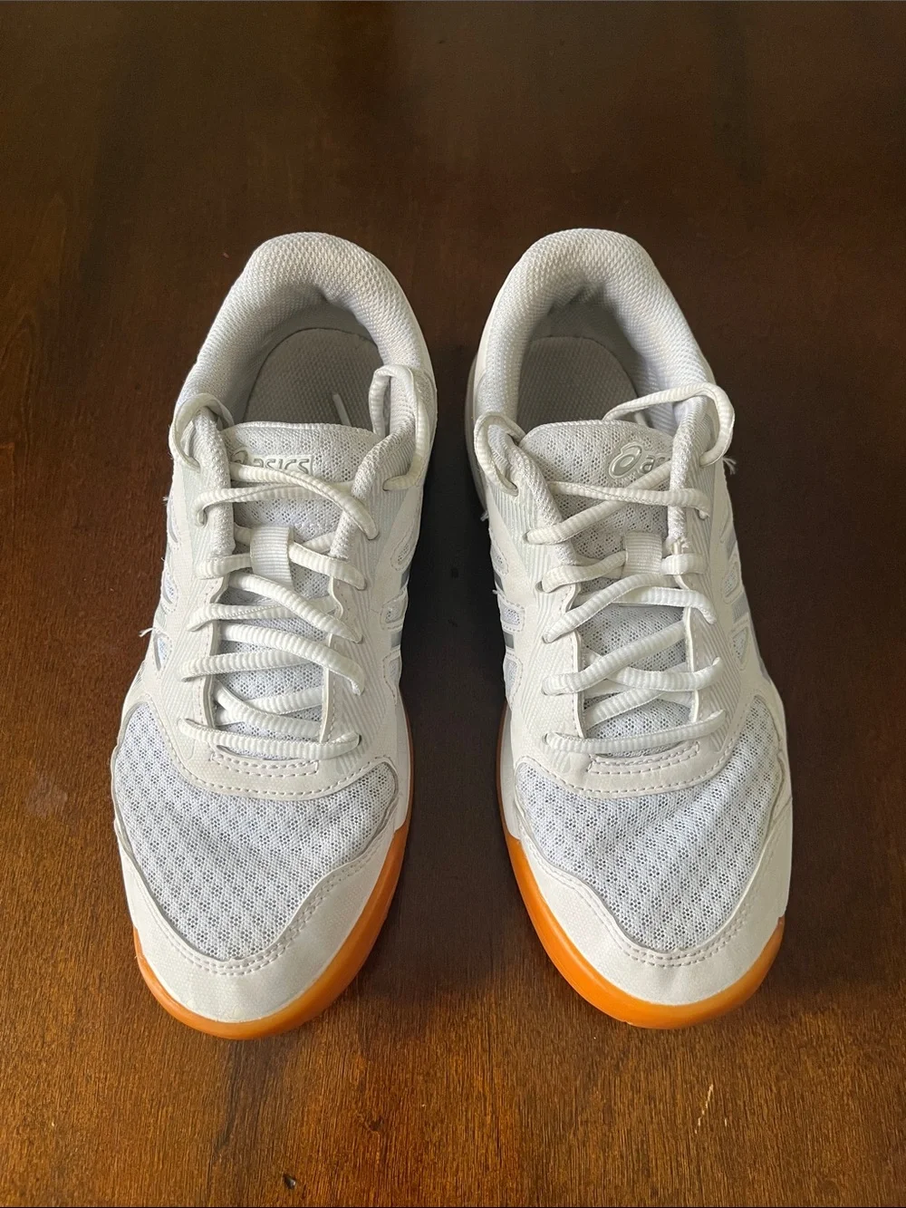 ASICS Women's White Athletic Shoes with Orange Outsole